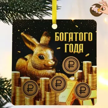 Елочная игрушка с предсказанием «Богатого года»,13 х 13 см