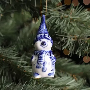 Елочная игрушка "Снеговик", 4х4,5х9 см, фарфор