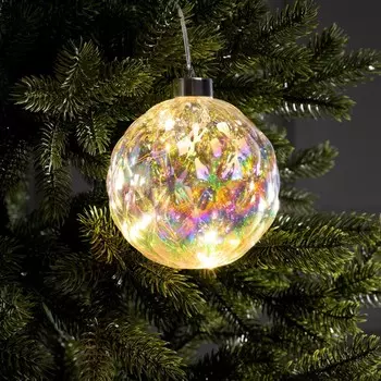 Ёлочная игрушка светодиодная «Шар», d=12 см, 12 LED, от батареек ААх2, свечение тёплое белое