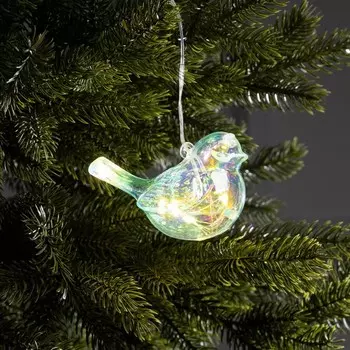 Ёлочная игрушка светодиодная «Снегирь», 1017 см, 5 LED, от батареек ААх2, свечение тёплое белое