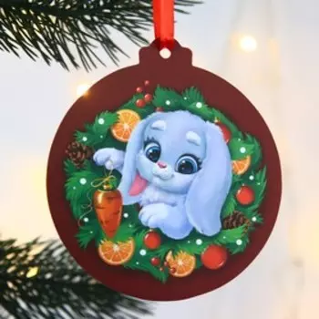 Елочная игрушка светящаяся «Зайка», 12 х 12 см