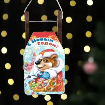 Ёлочная игрушка «Саночки с мишкой», 12.56 см