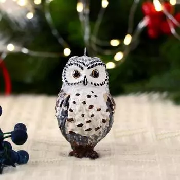 Елочное украшение "Сова полярная" (гипс) 9,5х5 см