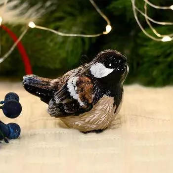 Елочное украшение "Воробей" (гипс) 7,4х9 см, коричневый