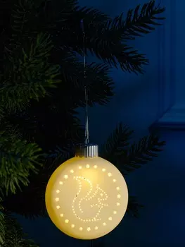 Ёлочный шар «Белка», 8.73.19.8 см, 1 LED, от батареек LR443, свечение тёплое белое