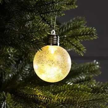 Ёлочный шар «Морозный узор», d=8 см, 1 LED, от батареек LR44x3, свечение тёплое белое