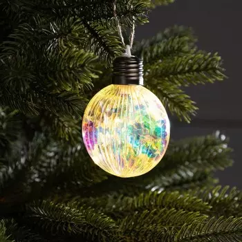 Ёлочный шар «Ретро шар», 8х10.5 см, 5 LED, от батареек LR44x3, свечение тёплое белое