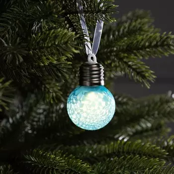 Ёлочный шар «Синий», d=5 см, 1 LED, от батареек AG13x3, свечение тёплое белое