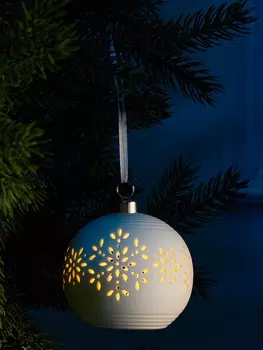 Ёлочный шар «Снежинки», 99х9.8 см, 1 LED, от батареек LR443, свечение тёплое белое