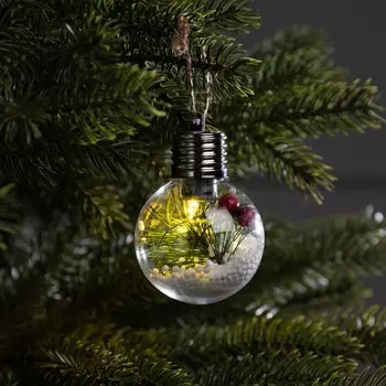 Ёлочный шар «Снежная хвоя», d=6 см, 1 LED, от батареек LR44x3, свечение тёплое белое