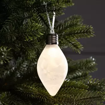 Ёлочный шар «Снежный шар», 7x14 см, 1 LED, от батареек LR44x3, свечение тёплое белое