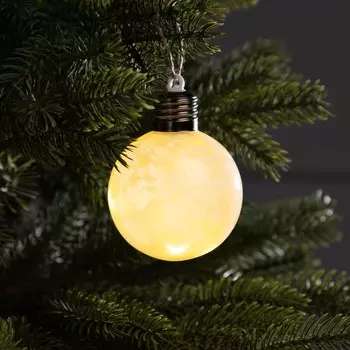 Ёлочный шар «Светлый шар», d=8 см, 5 LED, от батареек LR44x3, свечение тёплое белое