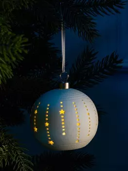 Ёлочный шар «Звёзды», 99х9.8 см, 1 LED, от батареек LR443, свечение тёплое белое