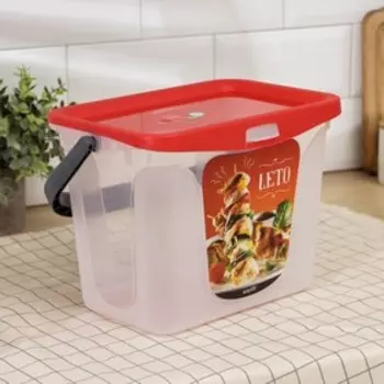 Контейнер для шашлыка c ручкой BEROSSI Leto, 6 л, пластик, прозрачный, крышка красная