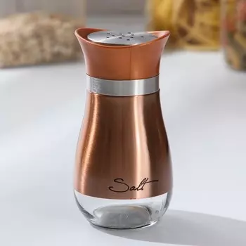 Солонка стеклянная «Сияние», 5,5511 см, цвет бронзовый, надписи МИКС