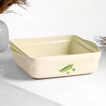 Емкость для запекания "Тетра с ручками" 2,5л / 29х24х9см, горошек