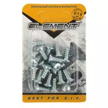 Еврошуруп Element, 6.3х13 мм, оцинкованный, с полукруглой головкой, на блистере 20 шт.