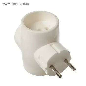 ЕвроТройник электрический REXANT, без з/к, 220 В, 6 A, белый