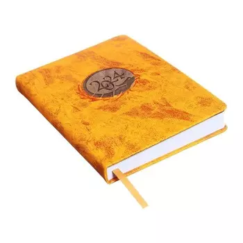 Ежедневник датированный 2024, A5, 176 листов "Гонконг", твердый переплет, искусственная кожа, блинтовое тиснение, белый офсет 80 г/м, горчичный