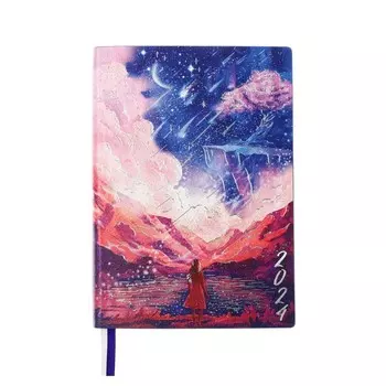 Ежедневник датированный 2024, А6+, 176 листов "ESCALADA", мягкий переплёт, искусственная кожа, тиснение фольгой, кремовый блок 70 г/м, фиолетовый