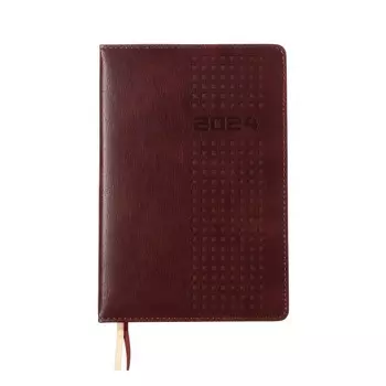 Ежедневник датированный 2024 года, А5, 176 листов ESCALADA, твёрдая обложка с поролоном, исккусственная кожа,блинтовое тиснение,перфорация, блок 70 г/м2, коричневый