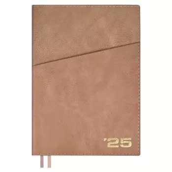 Ежедневник датированный 2025, A5+, 176 листов, ESCALADA, интегральная обложка из искусственной кожи, тиснение фольгой, ляссе, блок 80 г/м2, бежевый