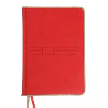 Ежедневник датированный А5, 176 листов "Шеврет", твёрдая обложка с поролоном, искусственная кожа, блинтовое тиснение, тонированный блок 70 г/м2, красный