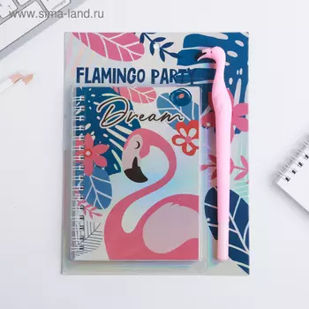 Ежедневник голография и ручка FLAMINGO PARTY, 40 листов