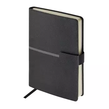 Ежедневник недатированный А5, 136 листов, LYON, твёрдая обложка из искусственной кожи, магнитный хлястик, ляссе, кремовый блок 70 г/м2, чёрный