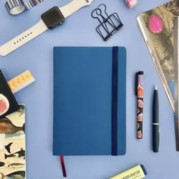 Ежедневник недатированный А5, 136 листов OXFORD, на резинке, обложка искусственная кожа, сменный блок, ляссе, блок 70 г/м2, синий