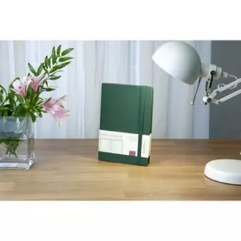 Ежедневник недатированный А5, 136 листов OXFORD, на резинке, обложка искусственная кожа, сменный блок, ляссе, блок 70 г/м2, зелёный