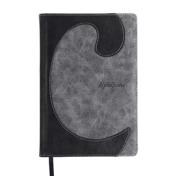 Ежедневник недатированный А5, 144 листов "Кураж", твердый переплет с поролоном, искусственная кожа, блинтовое тиснение, белый офсет 80 г/м, серый