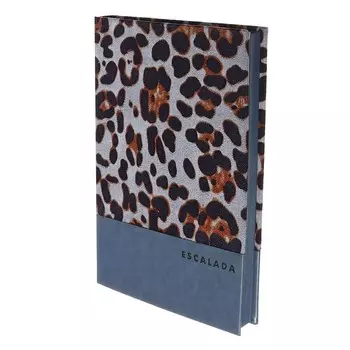 Ежедневник недатированный А5, 160 листов ESCALADA, твёрдый переплёт, искусственная кожа "Леопард", "Мадрас", блинтовое тиснение, белый офсет 70 г/м2, серый