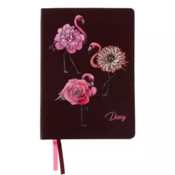 Ежедневник недатированный А5, 160 листов "Фламинго", мягкая обложка, искусственная кожа, ламинация Soft-Touch, высокий УФ-лак, тонированный блок 70 г/м2