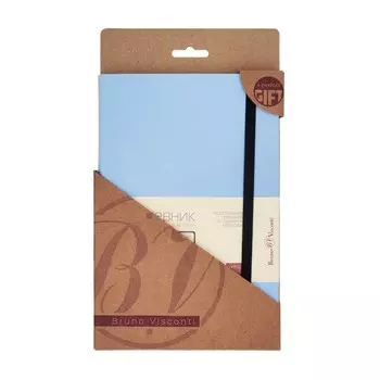 Ежедневник недатированный А5, 160 листов MEGAPOLIS VELVET, твёрдая обложка, искусственная кожа, ляссе, на резинке, с карманом для бумаг, бежевый блок 70 г/м2, зефирный голубой