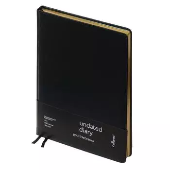 Ежедневник недатированный "Небраска" A4, 136 листов в клетку, кожзам, чёрный, золотой срез, 2 ляссе, перфорированные уголки