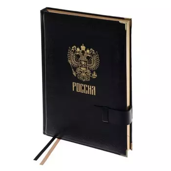 Ежедневник полудатированный А5+, 192 листа "Сариф", твёрдая обложка с поролоном, искусственная кожа, тиснение фольгой, блинтовое тиснение, два ляссе, тонированный блок 80 г/м2, чёрный