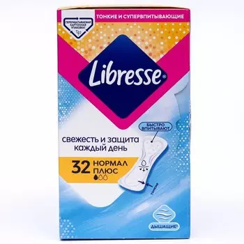 Ежедневные прокладки Libresse Dailyfresh Plus Normal, 32 шт.