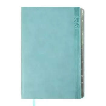 Еженедельник датир 2025г мягк обл иск кож А5 80л ESCALADA, бл тис, кр бл 70 г/м, синий