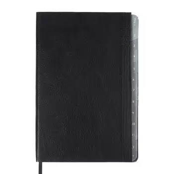 Еженедельник датир 2025г мягк обл иск кож А5 80л ESCALADA, бл тис, кр бл 70 г/м, чёрный