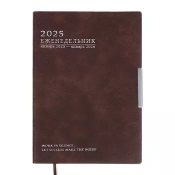 Еженедельник датир 2025г мягк обл иск кож А6+ 80л ESCALADA, тис ф, кр бл 70 г/м, кор-ый