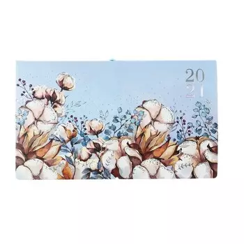 Еженедельник датированный 2024, 175х105 мм, 64 листа ESCALADA, мягкий переплёт, искусственная кожа "Наппа", тиснение фольгой, белый офсет 70 г/м, голубой