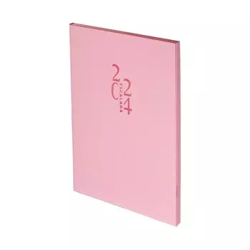 Еженедельник датированный 2024, A5, 80 листов ESCALADA, мягкий переплёт, искусственная кожа "Гоутскин", блинтовое тиснение, белый офсет 70 г/м, розовый