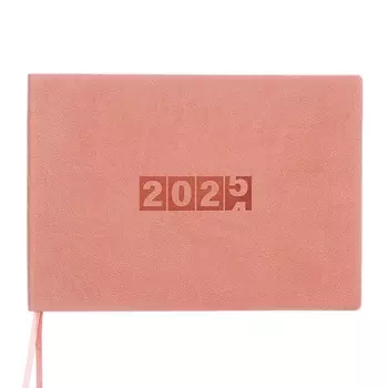 Еженедельник датированный 2025 года, 181х127 мм, 64 листа ESCALADA, мягкая обложка из искусственной кожи, блинтовое тиснение, кремовый блок 70 г/м, розовый