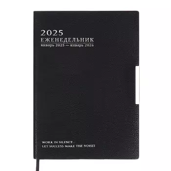 Еженедельник датированный 2025 года, ESCALADA, мягкая обложка из искуственной кожи, А6+, 80 листов, тиснение фольгой, блок 70 г/м, чёрный