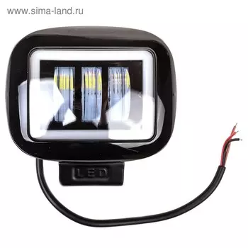 Фара светодиодная Skyway OFF ROAD, прямоугольная, 12 В/24 В, 30 Вт, 6000 К, 9 диодов, 115х120 мм