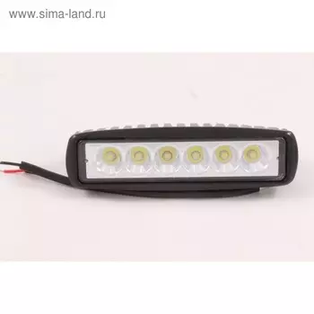 Фара светодиодная OFF ROAD, KS-W106S-CH, 6 диодов, 18 Вт, направленный свет, алюминиевый корпус, пылевлагозащищенный, 160х55х45 мм, 12/24 В