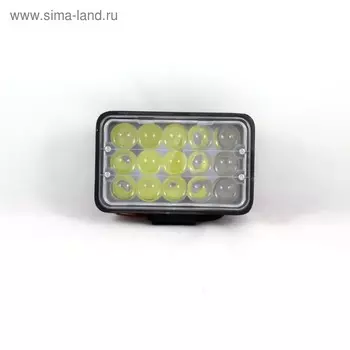Фара светодиодная OFF ROAD, KS-WSQ315S-L, 15 диодов, 45 Вт, линза, направленный свет, ближний/дальний, алюминиевый корпус, пылевлагозащищенный, 165х75х120 мм, 12/24 В