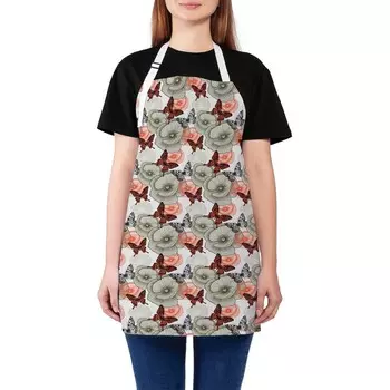 Фартук кухонный с фотопринтом «Бабочки на цветах», регулируемый, размер OS