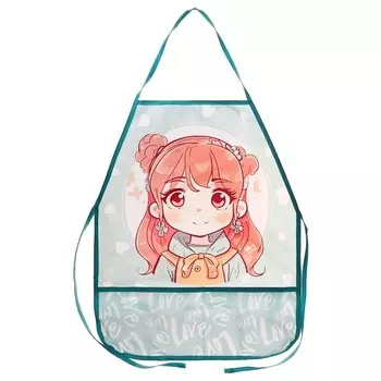 Фартук для труда 490 х 390 мм, (рост 116-146), ФДТ-3 LITTLE GIRL, бирюзовый